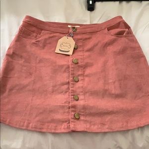 Faux suede button up skirt